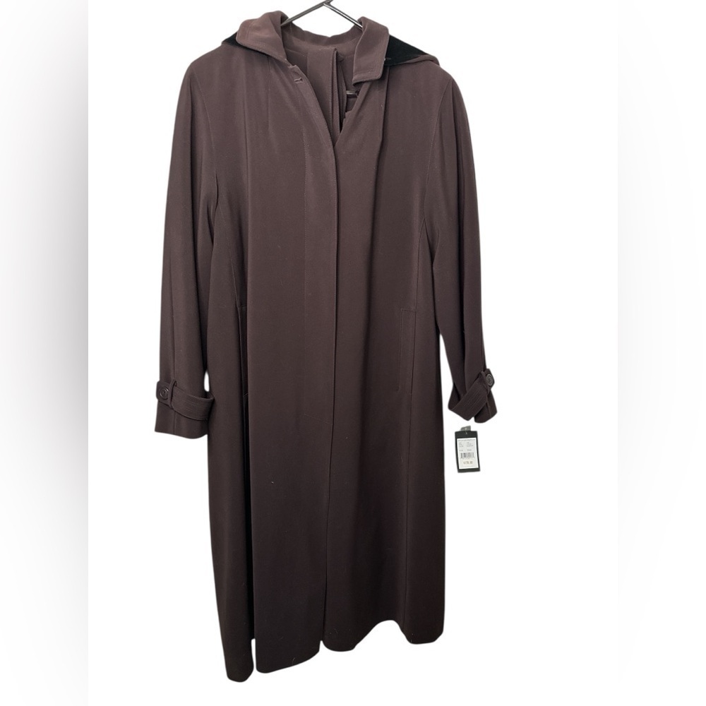Gallery Eggplant Hooded Trench Raincoat NWT